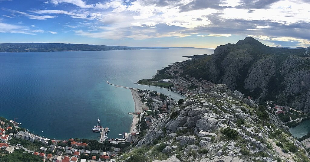 View from the top of the mountain in Omiš, Croatia, May 2019