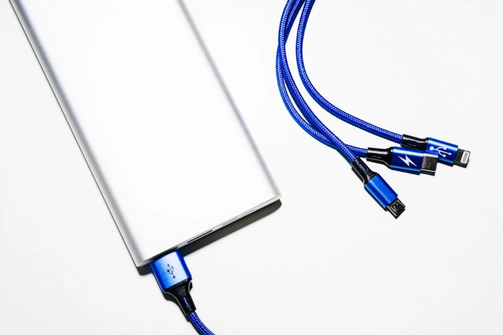 Silver power banks with cord